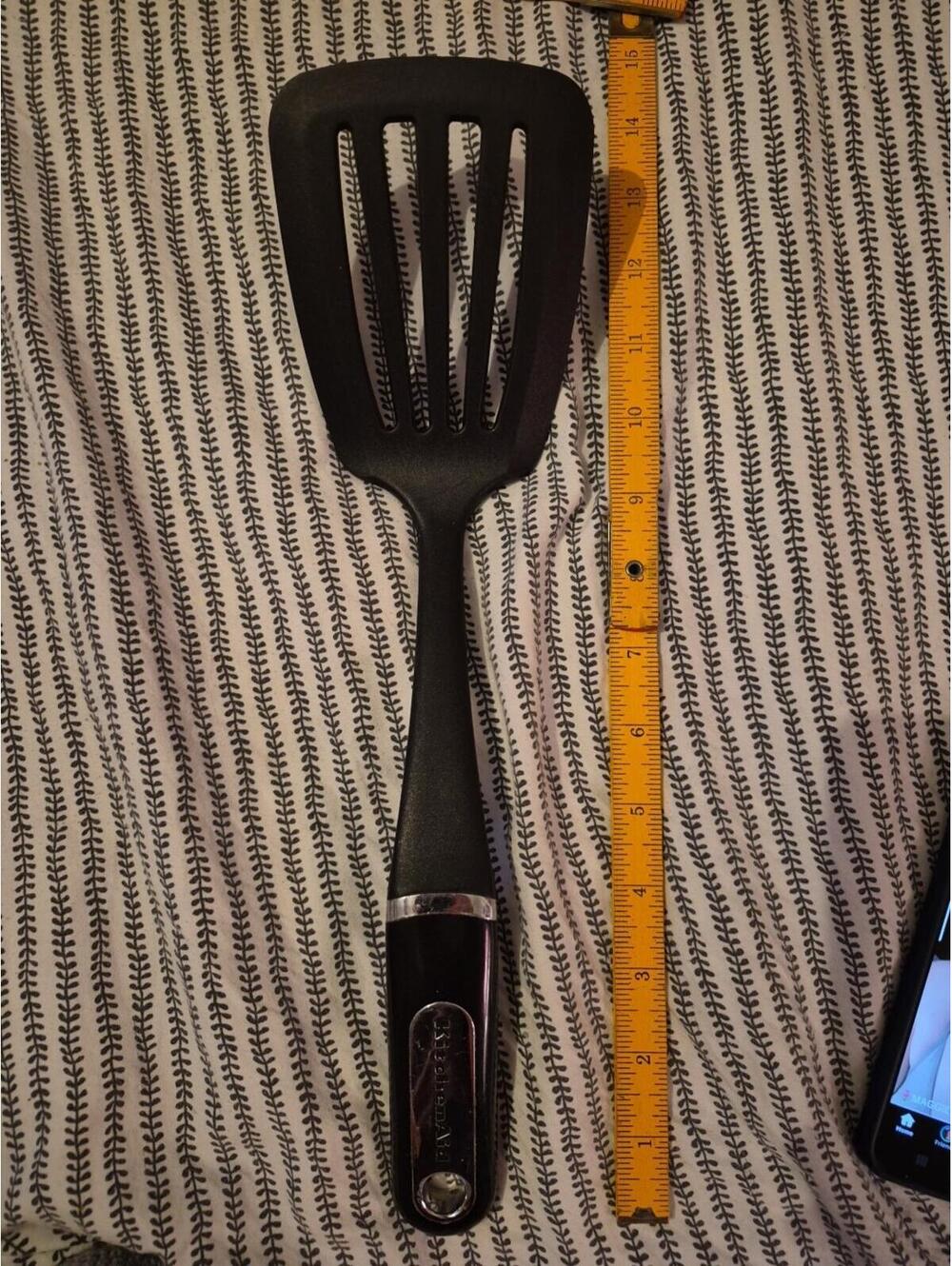 Large Black And Silver 4 Slotted KitchenAid Spatula/Turner 13.5"